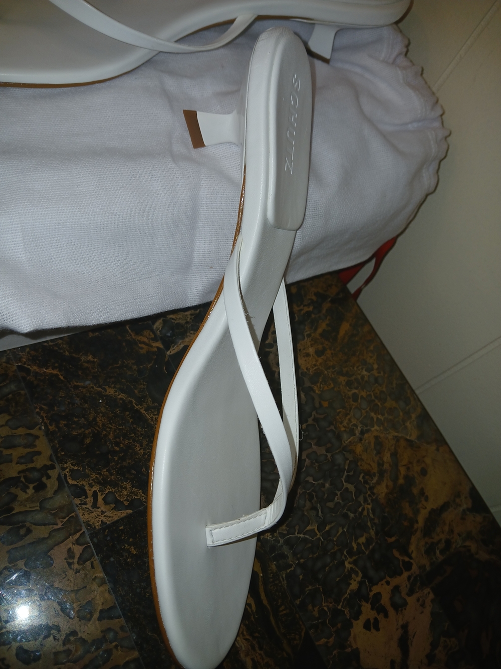 Schutz White Minimalist Thong Slide Mules - Picture 3 of 5